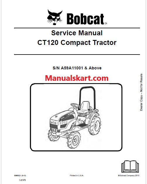 Bobcat CT120 Compact Tractor Pdf Repair Service Manual