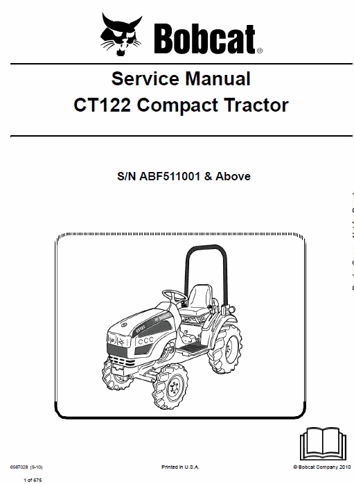 Bobcat CT122 Compact Tractor Pdf Repair Service Manual Download