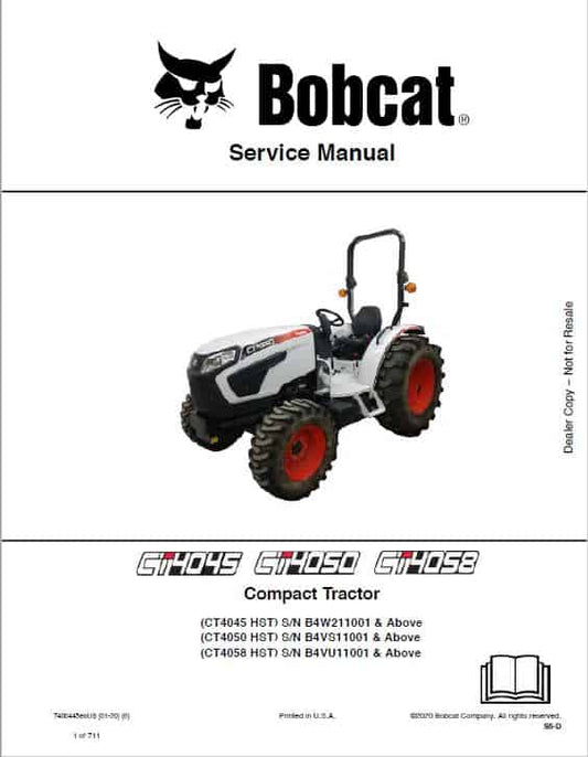 Bobcat CT4045, CT4050, CT 4058 HST Compact Tractor Pdf Repair Service Manual (Pb. No. 7400445ENUS 01-20 0) 2020