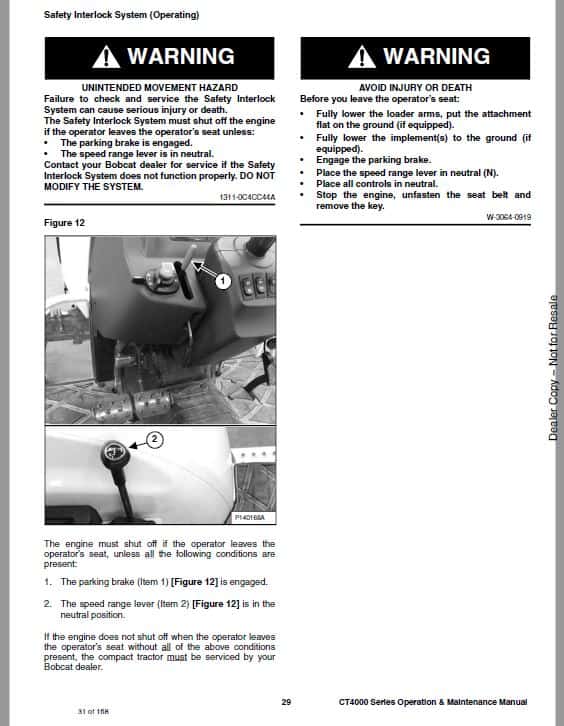 Bobcat CT4045, CT4050, CT4055 SST Compact Tractor Pdf Repair Service Manual (Pb. No. 7372753enus 12-19 0) 2019