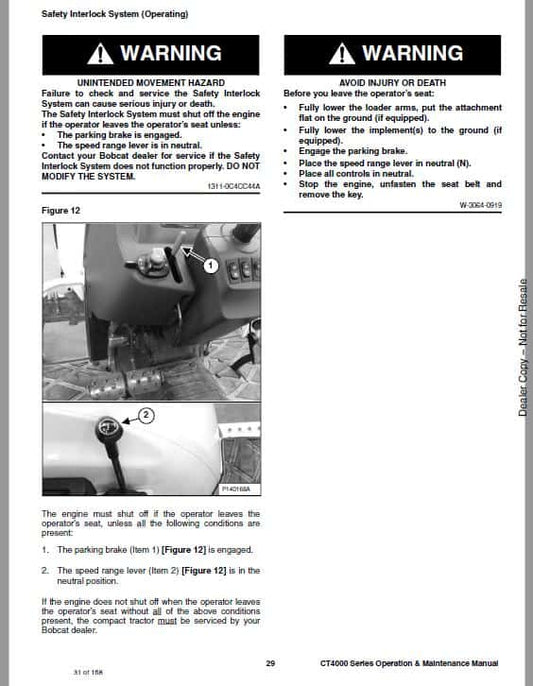 Bobcat CT4045, CT4055 HST Compact Tractor Pdf Repair Service Manual (Pb. No. 7412981ENUS 07-20 0)