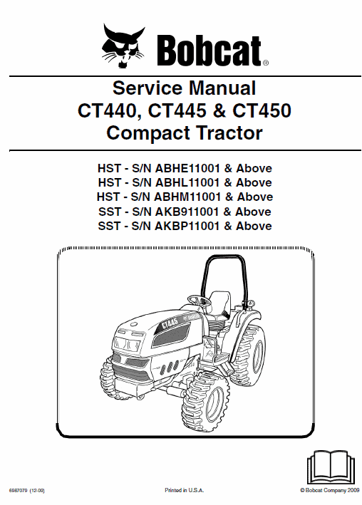 Bobcat CT440, CT445, CT450 Compact Tractor Pdf Repair Service Manual Download