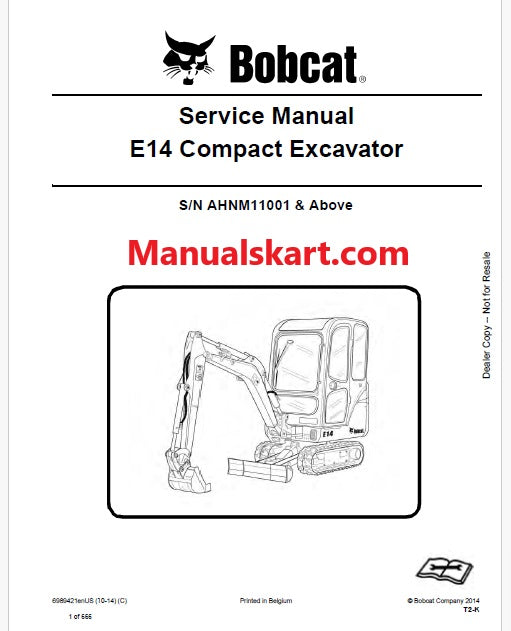 Bobcat E14 Compact Excavator Pdf Repair Service Manual