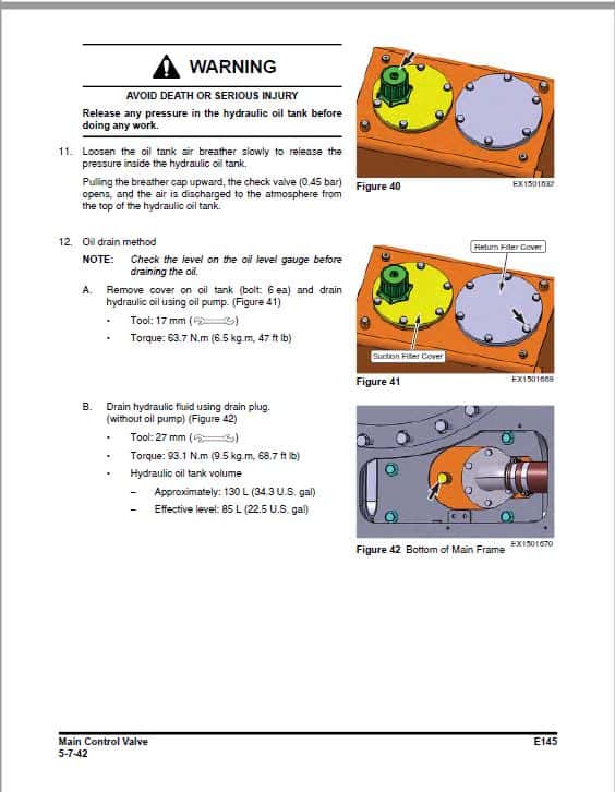 Bobcat E145 Compact Excavator Pdf Repair Service Manual (p. Nb. 7387076enus 07-20 B)