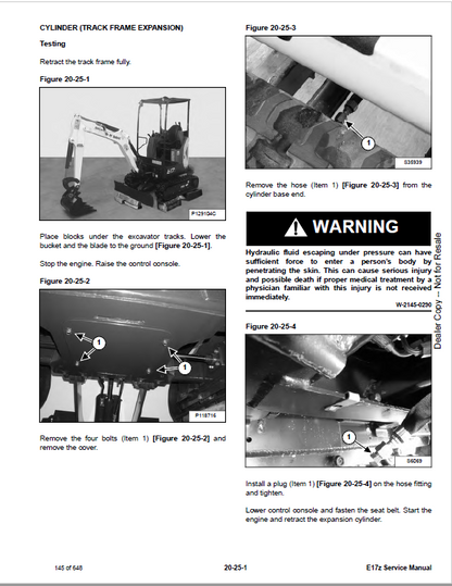 Bobcat E17Z Compact Excavator Pdf Repair Service Manual Download