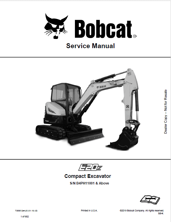 Bobcat E20Z Compact Excavator Pdf Repair Service Manual Download