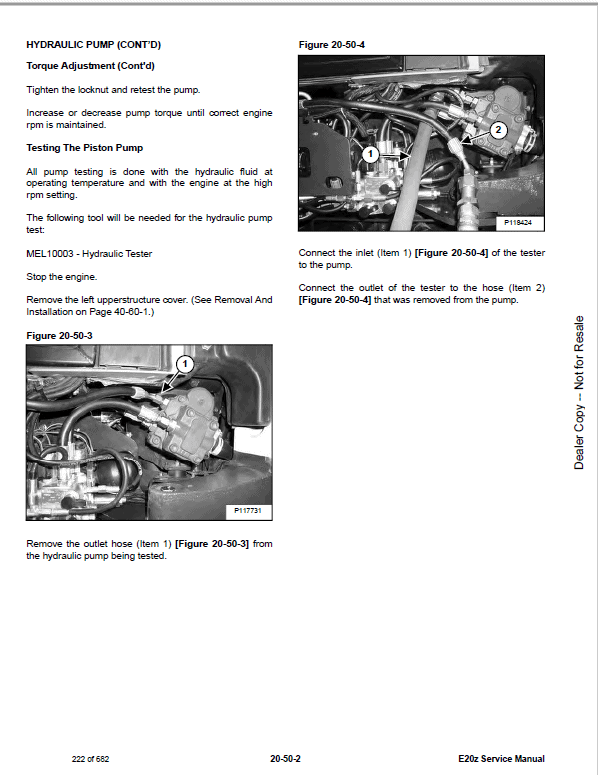 Bobcat E20Z Compact Excavator Pdf Repair Service Manual Download