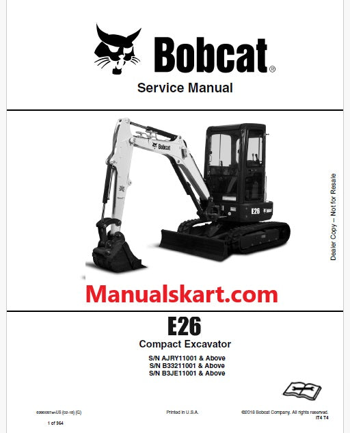 Bobcat E26 Compact Excavator Pdf Repair Service Manual