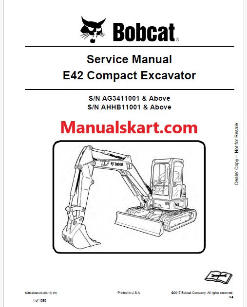 Bobcat E42 Compact Excavator Pdf Repair Service Manual