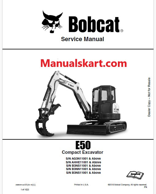 Bobcat E50 Compact Excavator Pdf Repair Service Manual