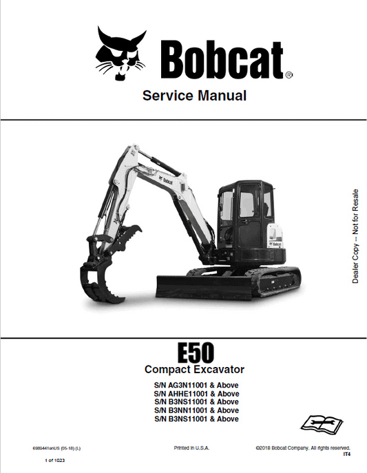 Bobcat E50 Compact Excavator Pdf Repair Service Manual