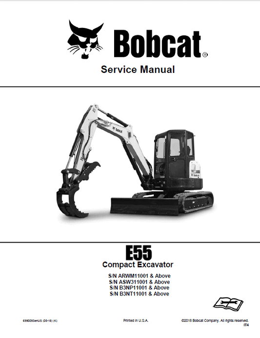 Bobcat E55 Compact Excavator Pdf Repair Service Manual