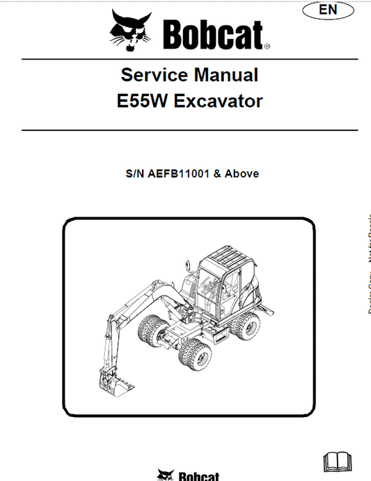 Bobcat E55W Compact Excavator Pdf Repair Service Manual (Pb. No. 6987289-en 02-09)