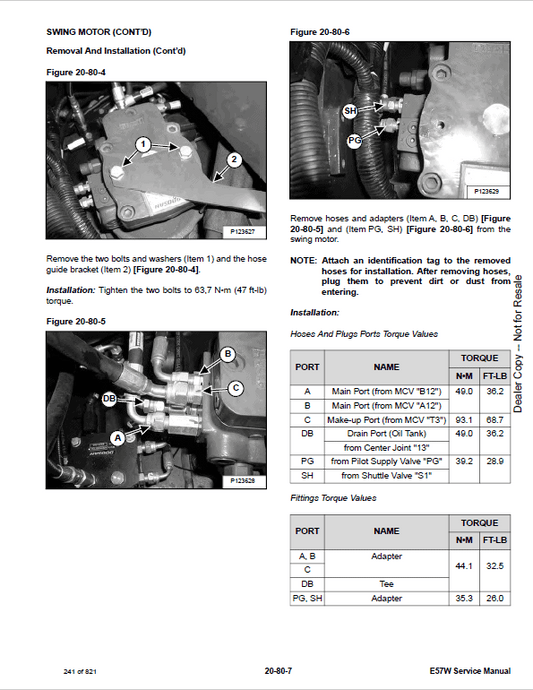 Bobcat E57W Compact Excavator Pdf Repair Service Manual (Pb. No. 7280536enus 11-18 B)