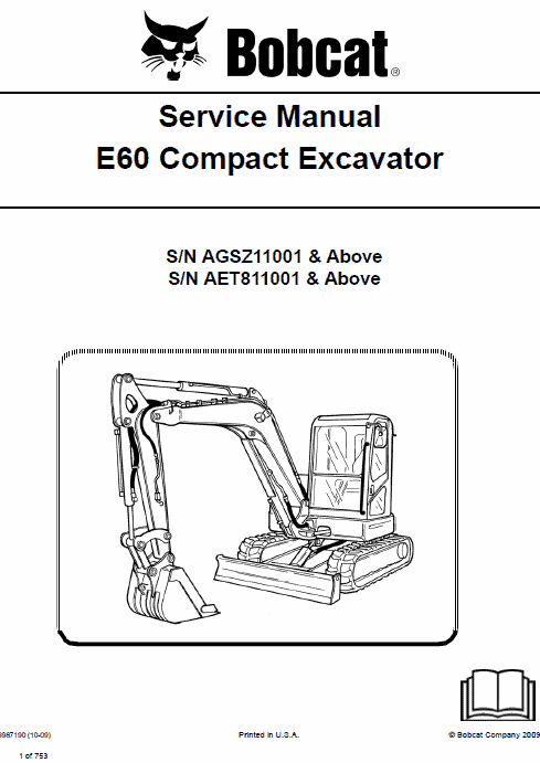 Bobcat E60 Compact Excavator Pdf Repair Service Manual Download