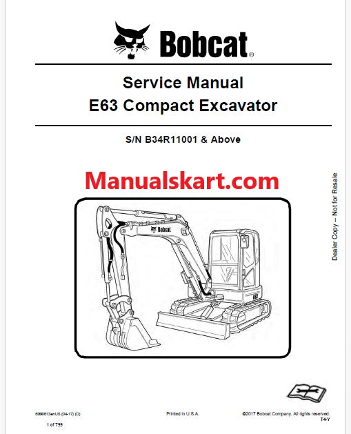 Bobcat E63 Compact Excavator Pdf Repair Service Manual