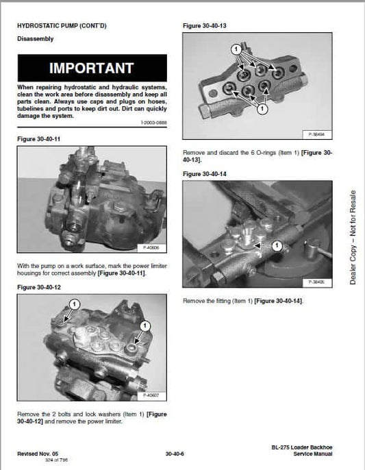 Bobcat Ingersoll Rand Bl275 Backhoe Loader Pdf Repair Service Manual (p. Nb. 6901968 (6-12))