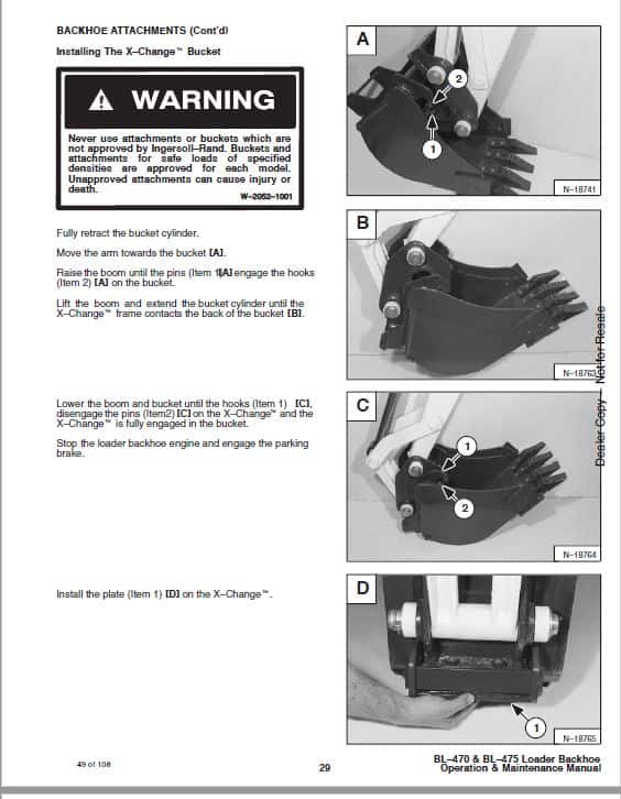 Bobcat Ingersoll Rand BL470, BL475 Backhoe Loader Pdf Repair Service Manual Download