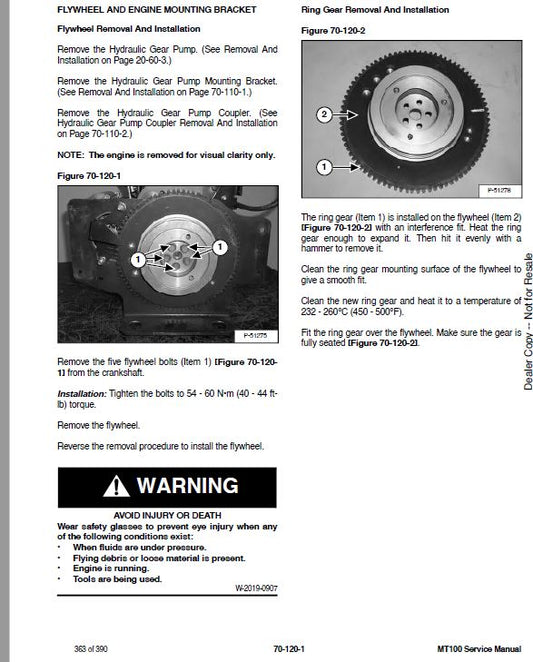 Bobcat MT100 Mini Track Loader Pdf Repair Service Manual (Pb. No. 7408142enus 10-20 A)