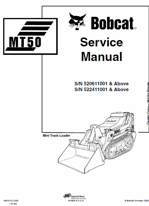 Bobcat MT50 Mini Track Loader Pdf Repair Service Manual Download