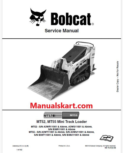 Bobcat MT52 Mini Track Loader Pdf Repair Service Manual (Pb no. 6986859enUS)