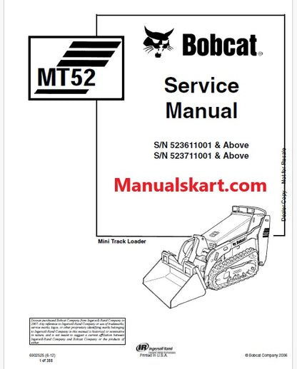 Bobcat MT52 Mini Track Loader Pdf Repair Service Manual