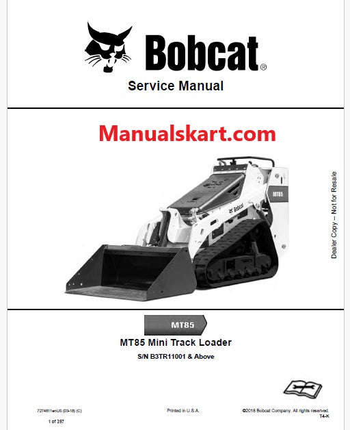 Bobcat MT85 Mini Track Loader Pdf Repair Service Manual