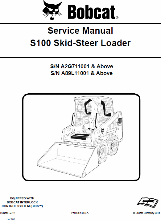 Bobcat S100 Skid Steer Loader Pdf Repair Service Manual