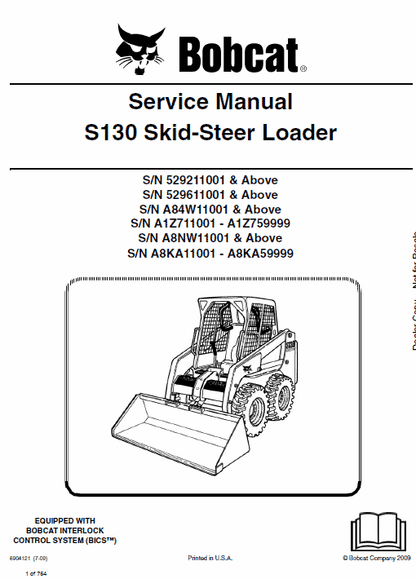 Bobcat S130 Skid Steer Loader Pdf Repair Service Manual