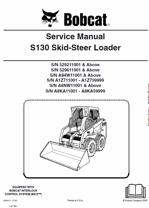 Bobcat S130 Skid Steer Loader Pdf Repair Service Manual