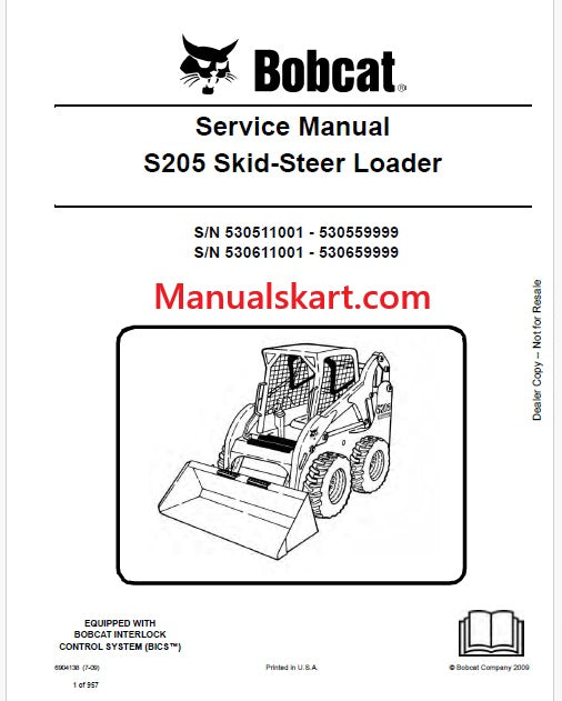 Bobcat S205 Skid Steer Loader Pdf Repair Service Manual