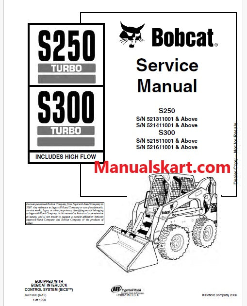 Bobcat S250 Turbo Skid Steer Loader Pdf Repair Service Manual