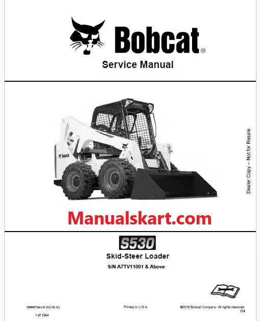 Bobcat S530 Skid Steer Loader Pdf Repair Service Manual (Pb no. 6989670enUS)