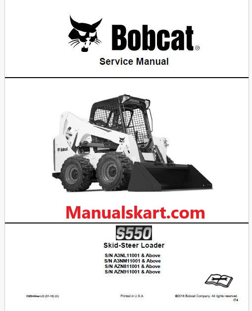 Bobcat S550 Skid Steer Loader Pdf Repair Service Manual (Pb no. 6989494enUS)