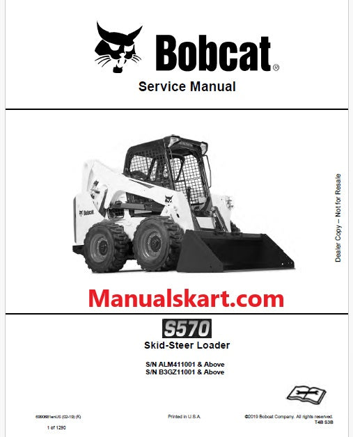 Bobcat S570 Skid Steer Loader Pdf Repair Service Manual (Pb no. 6990681enUS)