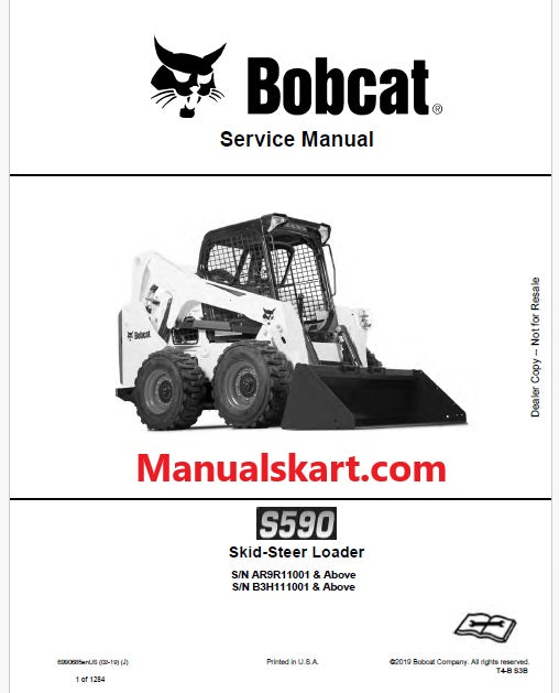 Bobcat S590 Skid Steer Loader Pdf Repair Service Manual (Pb no. 6990685enUS)