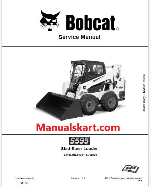 Bobcat S595 Skid Steer Loader Pdf Repair Service Manual (Pb no. 7274925enUS)