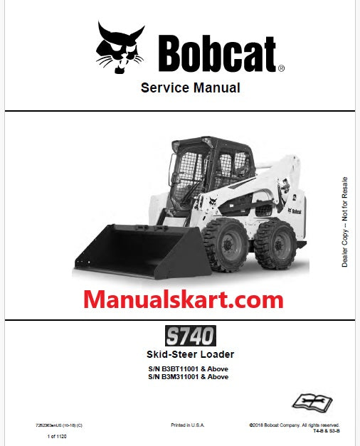 Bobcat S740 Skid Steer Loader Pdf Repair Service Manual (Pb no. 7252363enUS)