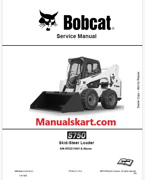 Bobcat S750 Skid Steer Loader Pdf Repair Service Manual (Pb no. 6990249enUS)