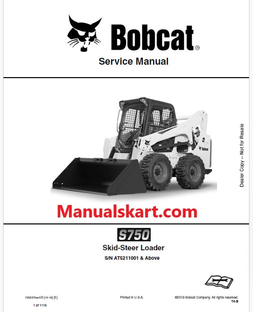 Bobcat S750 Skid Steer Loader Pdf Repair Service Manual (Pb no. 7252370enUS)