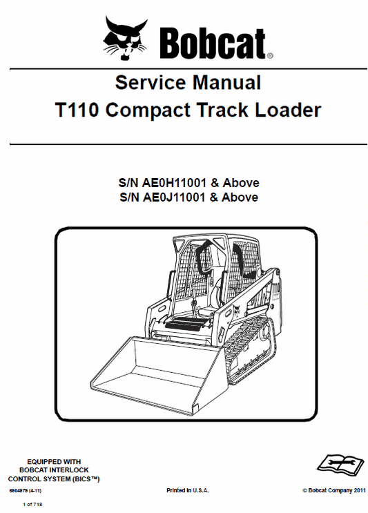 Bobcat T110 Compact Track Loader Pdf Repair Service Manual