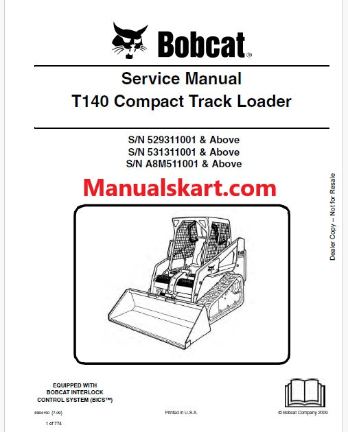 Bobcat T140 Compact Track Loader Pdf Repair Service Manual (Pb no. 6904150)