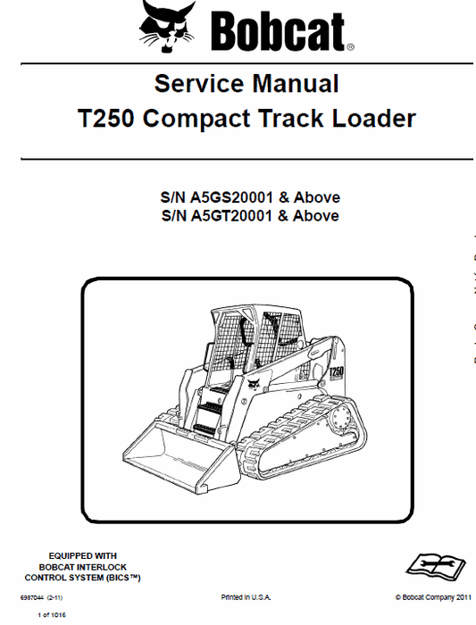 Bobcat T250 Compact Track Loader Pdf Repair Service Manual