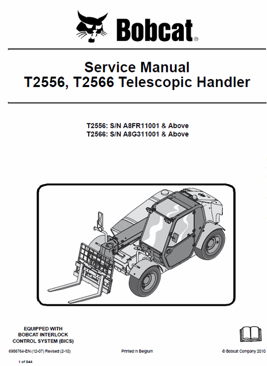 Bobcat T2556, T2566 Telescopic Handler Pdf Repair Service Manual