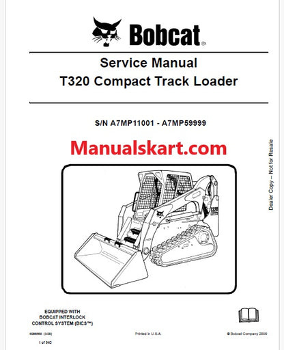 Bobcat T320 Compact Track Loader Pdf Repair Service Manual (Pb no. 6986558)