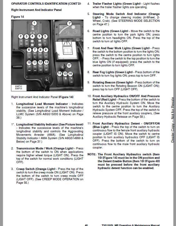 Bobcat T35.120SL MP versa Handler Telescopic Pdf Repair Service Manual 12