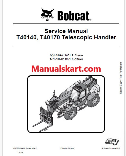 Bobcat T40140, T40170 Telescopic Handler Pdf Repair Service Manual (Pb no. 6986768)