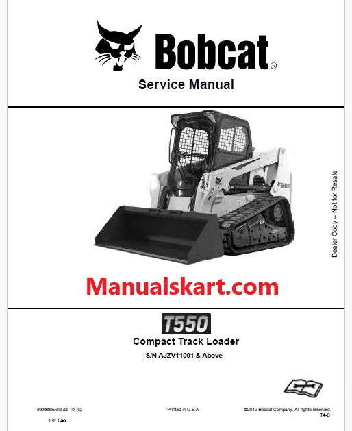 Bobcat T550 Compact Track Loader Pdf Repair Service Manual (Pb no. 6990689enUS)