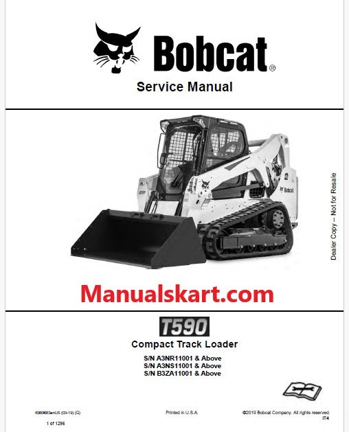 Bobcat T590 Compact Track Loader Pdf Repair Service Manual (Pb no. 6989683enUS)