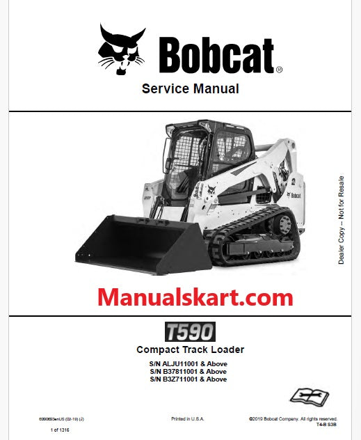 Bobcat T590 Compact Track Loader Pdf Repair Service Manual (Pb no. 6990693enUS)